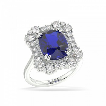 Inel cu diamante Pear de 0.74 ct , diamante rotunde de 0.36 ct si Tanzanite de 5.54 ct