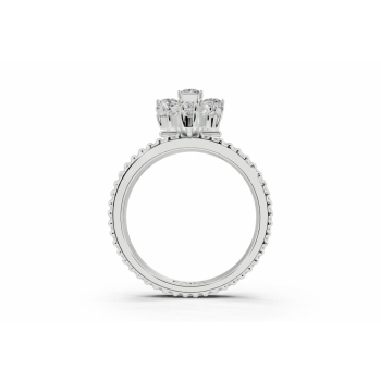 Inel cu diamante Princess Cut de 0.36ct si diamante Pear Cut de 0.62ct