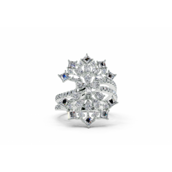 Inel cu diamante Princess Cut de 0.85ct, diamante Pear Cut de 0.72ct si diamante rotunde de 0.33ct