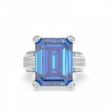 Inel cu Diamante de 2.15 ct si London blue Topaz de 19.09 ct