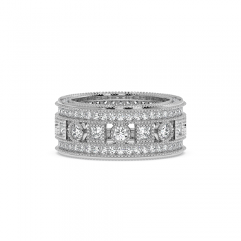 Inel Eternity/Verigheta cu Diamante Rotunde de 2.01ct si Diamante Princess Cut de 0.64ct