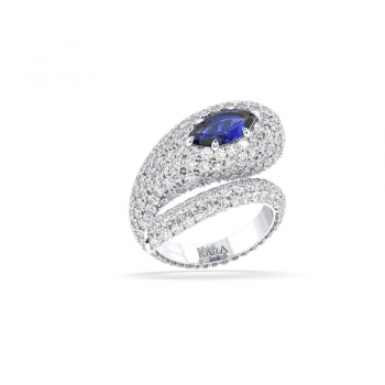 Inel Snake cu Tanzanite central Marquise Cut de 0.82ct si diamante de 2.68ct 