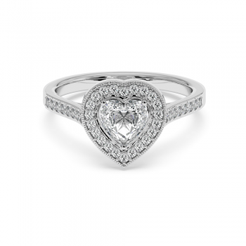 Inel de logodna cu Diamant Heart de 0.70 ct si diamante laterale de 0.25 ct