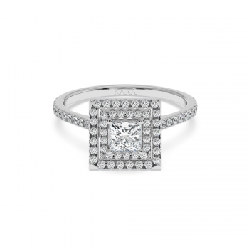 Inel de logodna cu Diamant Princess de 0.50 ct si diamante laterale de 0.37 ct