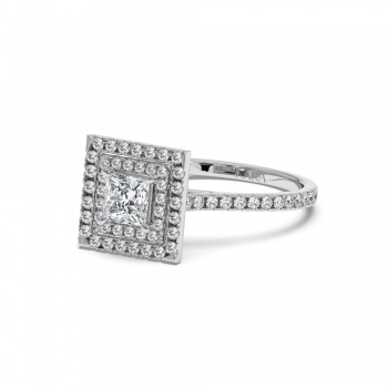 Inel de logodna cu Diamant Princess de 0.50 ct si diamante laterale de 0.37 ct