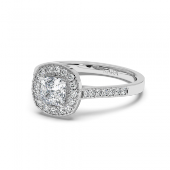 Inel de logodna cu Diamant Princess de 0.73 ct si diamante laterale de 0.28 ct