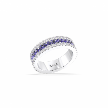 Inel Eternity cu diamante de 1.01 ct și tanzanite de 1.04 ct