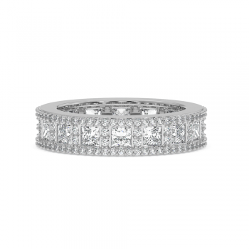 Inel/Verigheta Eternity cu Diamante Princess Cut de 2.24ct si Diamante Rotunde de 0.75ct