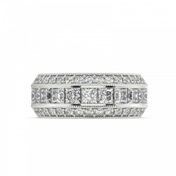 Inel/Verigheta Eternity cu Diamante Princess de 1.86 ct si Diamante rotunde de 0.74 ct