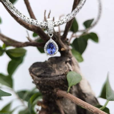 Pandantiv Charm cu Diamante de 0.33 ct si Tanzanite de 1.51 ct