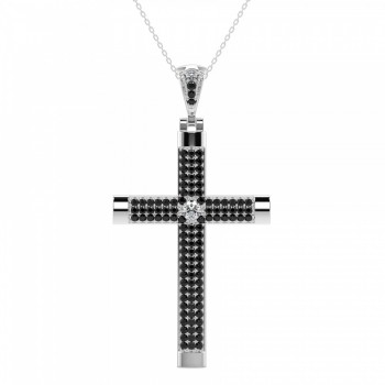 Pandantiv Cross cu diamante de 0.20 ct si diamante negre de 1.01 ct