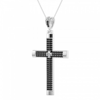 Pandantiv Cross cu diamante de 0.20 ct si diamante negre de 1.01 ct