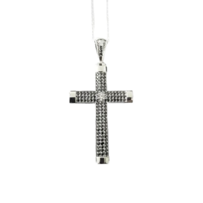 Pandantiv Cross cu diamante de 0.20 ct si diamante negre de 1.01 ct