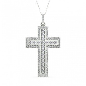 Pandantiv Cross cu diamante de 0.73 ct