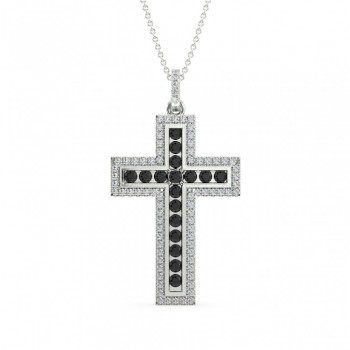 Pandantiv Cross cu diamante negre de 0.44 ct. si diamante albe de 0.29 ct