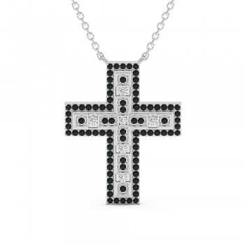 Pandantiv Cross cu diamante negre de 1.13 ct. si diamante albe de 0.25ct