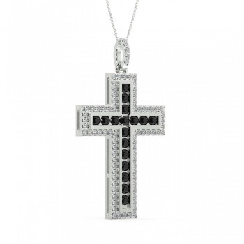 Pandantiv Cross cu diamante negre de 1.55 ct. si diamante albe de 1.00 ct