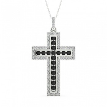 Pandantiv Cross cu diamante negre de 1.55 ct. si diamante albe de 1.00 ct