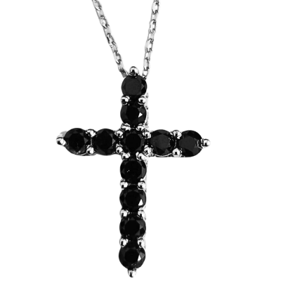 Pandantiv cruciulita cu diamante negre de 2.61 ct