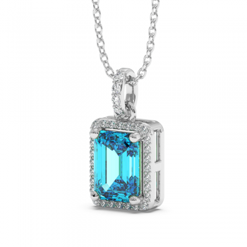 Pandantiv cu Blue-Topaz de 1.91 ct si diamante laterale de 0.14 ct