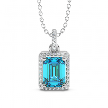 Pandantiv cu Blue-Topaz de 1.91 ct si diamante laterale de 0.14 ct