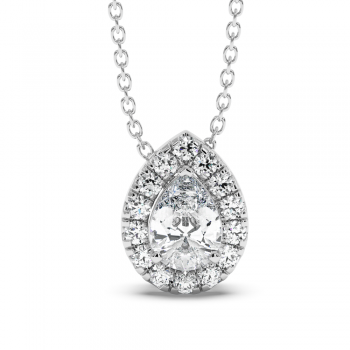 Pandantiv cu diamant central pear de 0.60 ct si diamante laterale de 0.32 ct