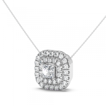 Pandantiv cu diamant central princess de 0.41 ct si diamante laterale de 0.72 ct