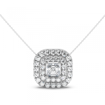 Pandantiv cu diamant central princess de 0.41 ct si diamante laterale de 0.72 ct