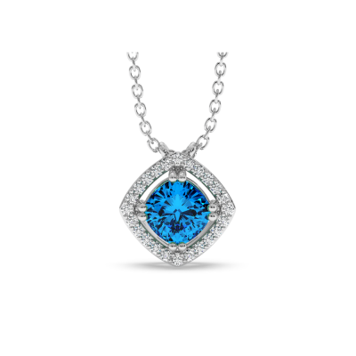 Pandantiv cu diamante de 0.07 ct si blue-topaz de 0.86 ct