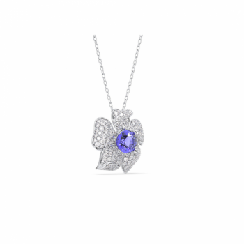 Pandantiv Royal Flower cu Diamante de 0.75 ct si Tanzanite de 1.00 ct