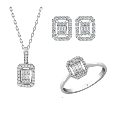 Set de Bijuterii cu Diamante Baget de 0.42 ct si diamante rotunde de 0.69 ct