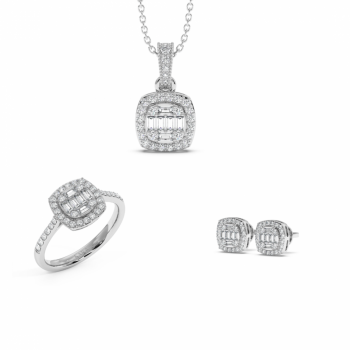 Set de Bijuterii cu Diamante Baget de 0.49 ct si diamante rotunde de 0.89 ct