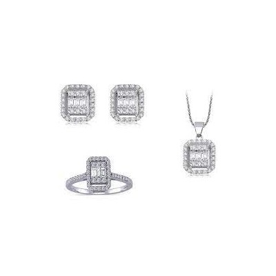 Set de Bijuterii cu Diamante Baget de 1.15 ct si diamante rotunde de 1.35 ct