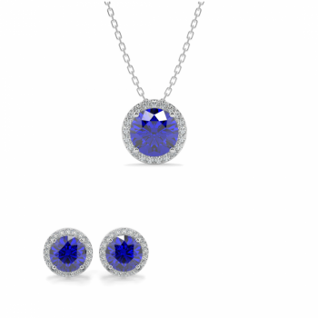 Set de Bijuterii cu Diamante de 0.41 ct si Tanzanite de 1.96 ct