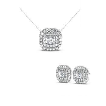 Set de Bijuterii cu Diamante Princess Cut  de 0.86 ct si diamante laterale de 1.52 ct